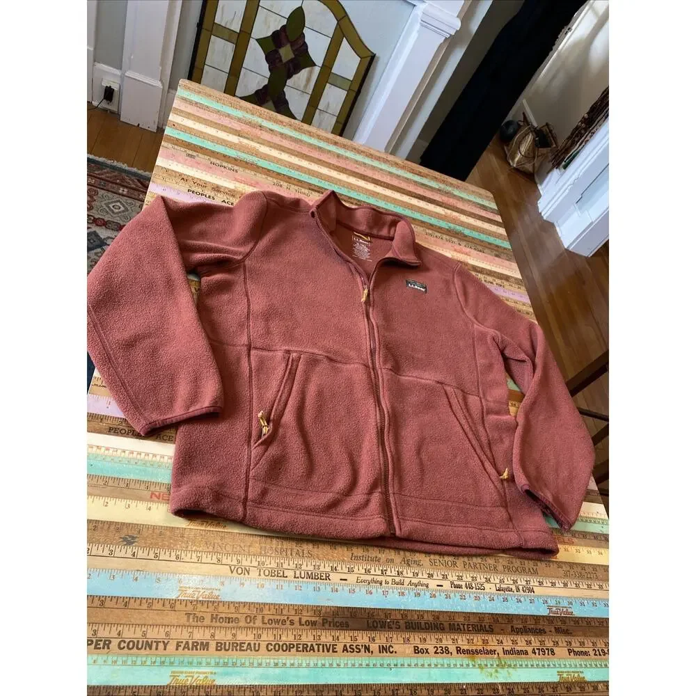 LL Bean Mens Swift Fleece Full Zip Light Jacket XL Tall Burgundy Coat XLT Hiking